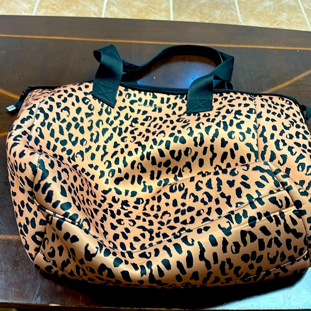 neoprene leopard tote/travel bag